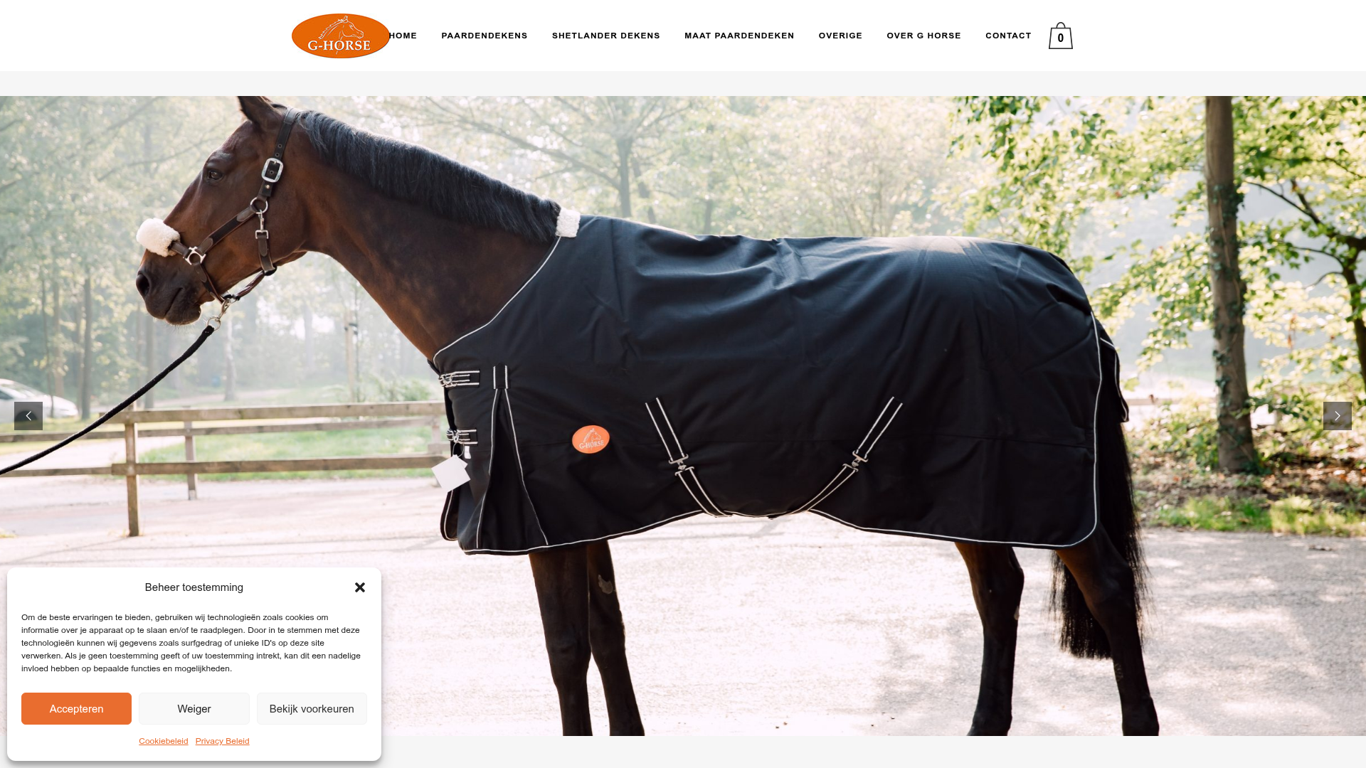 Screenshot van paardendekenshop.nl