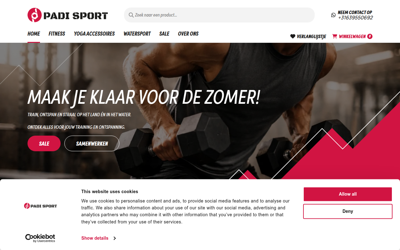 Screenshot van padisport.nl