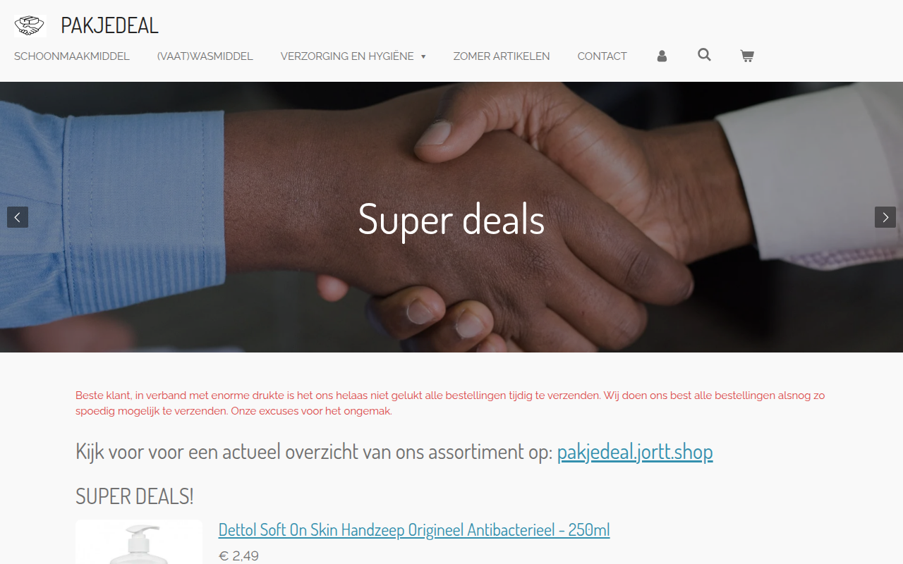 Screenshot van www.pakjedeal.com