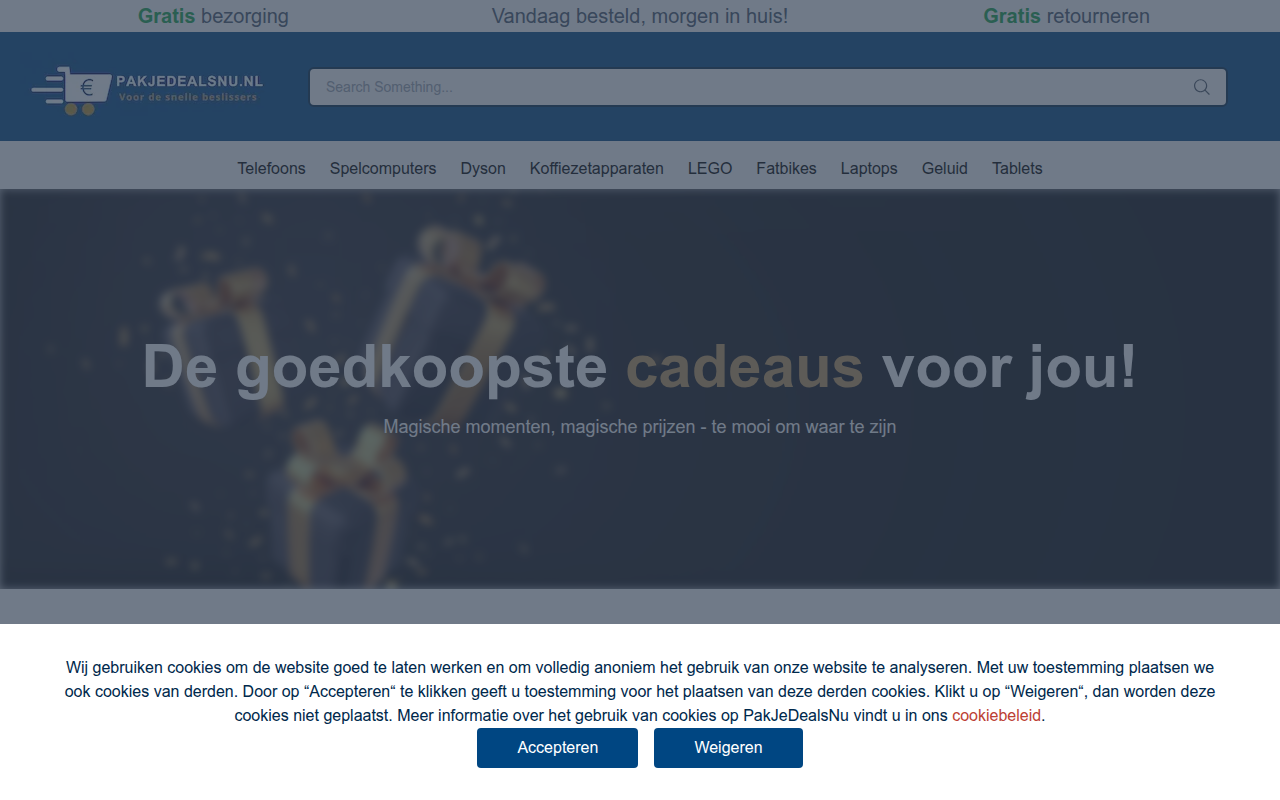 Screenshot van pakjedealsnu.nl