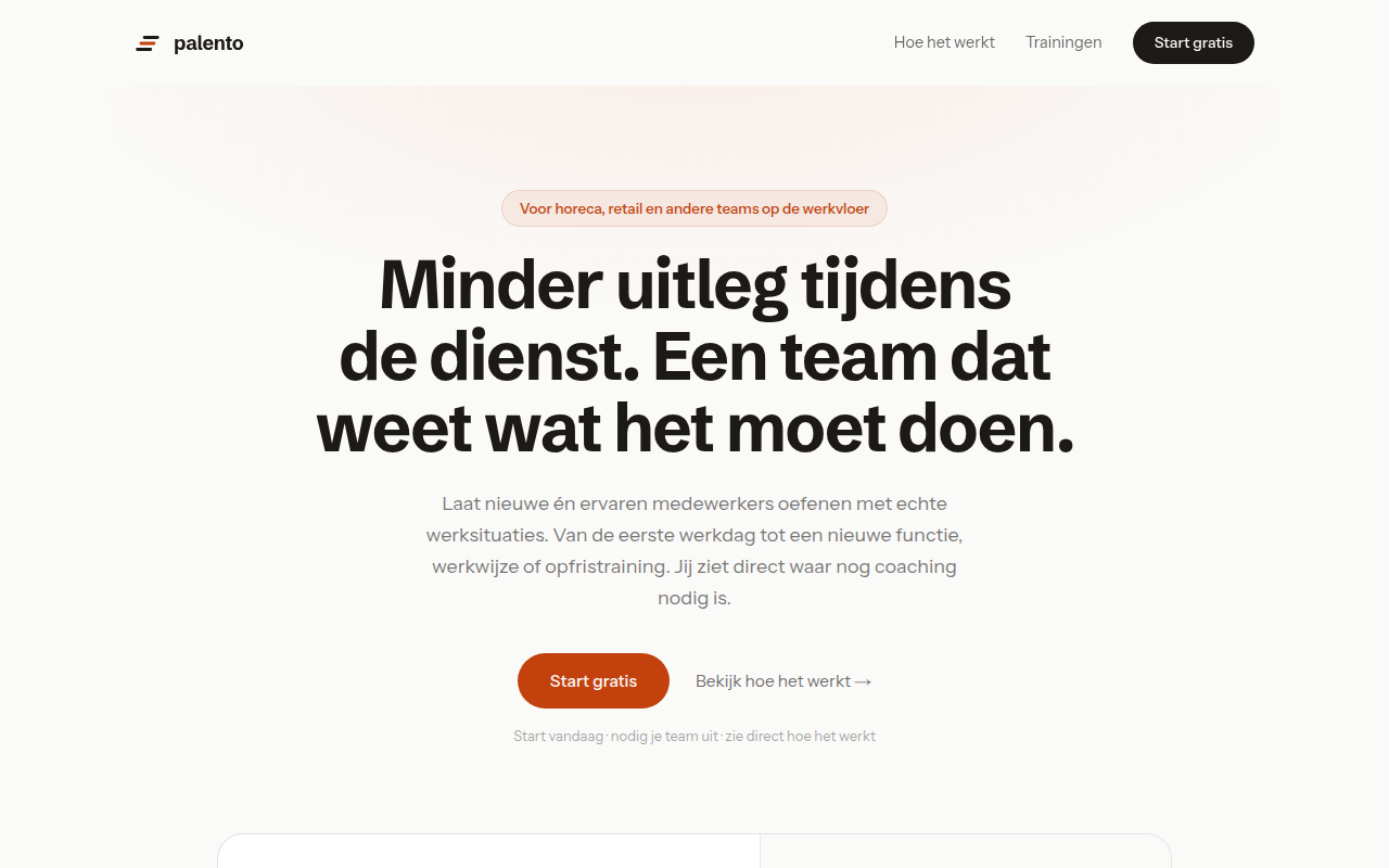 Screenshot van palento.nl