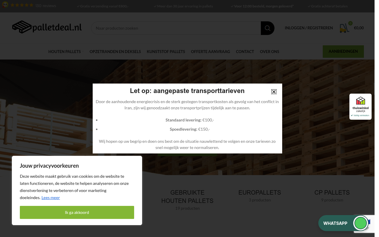 Screenshot van palletdeal.nl