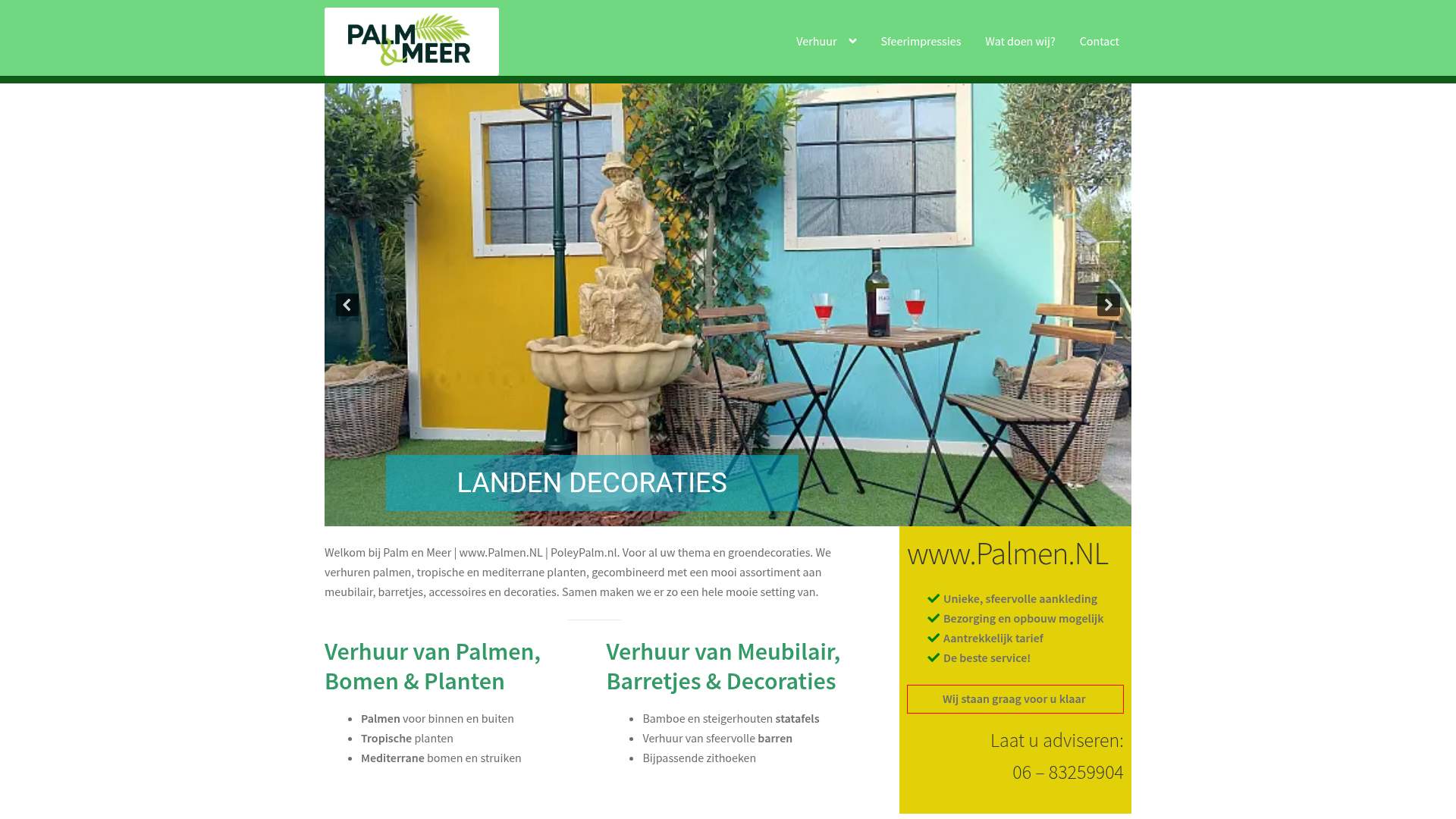 Screenshot van palmenmeer.nl