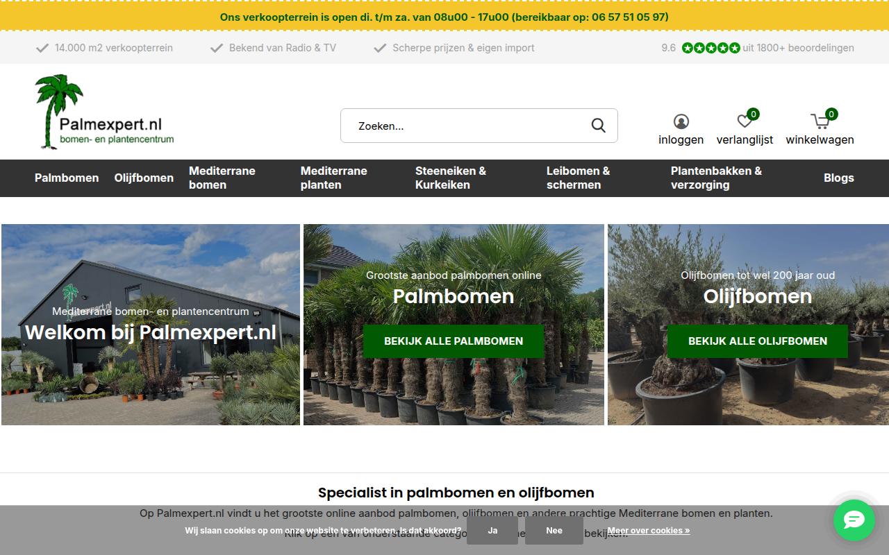 Screenshot van palmexpert.nl
