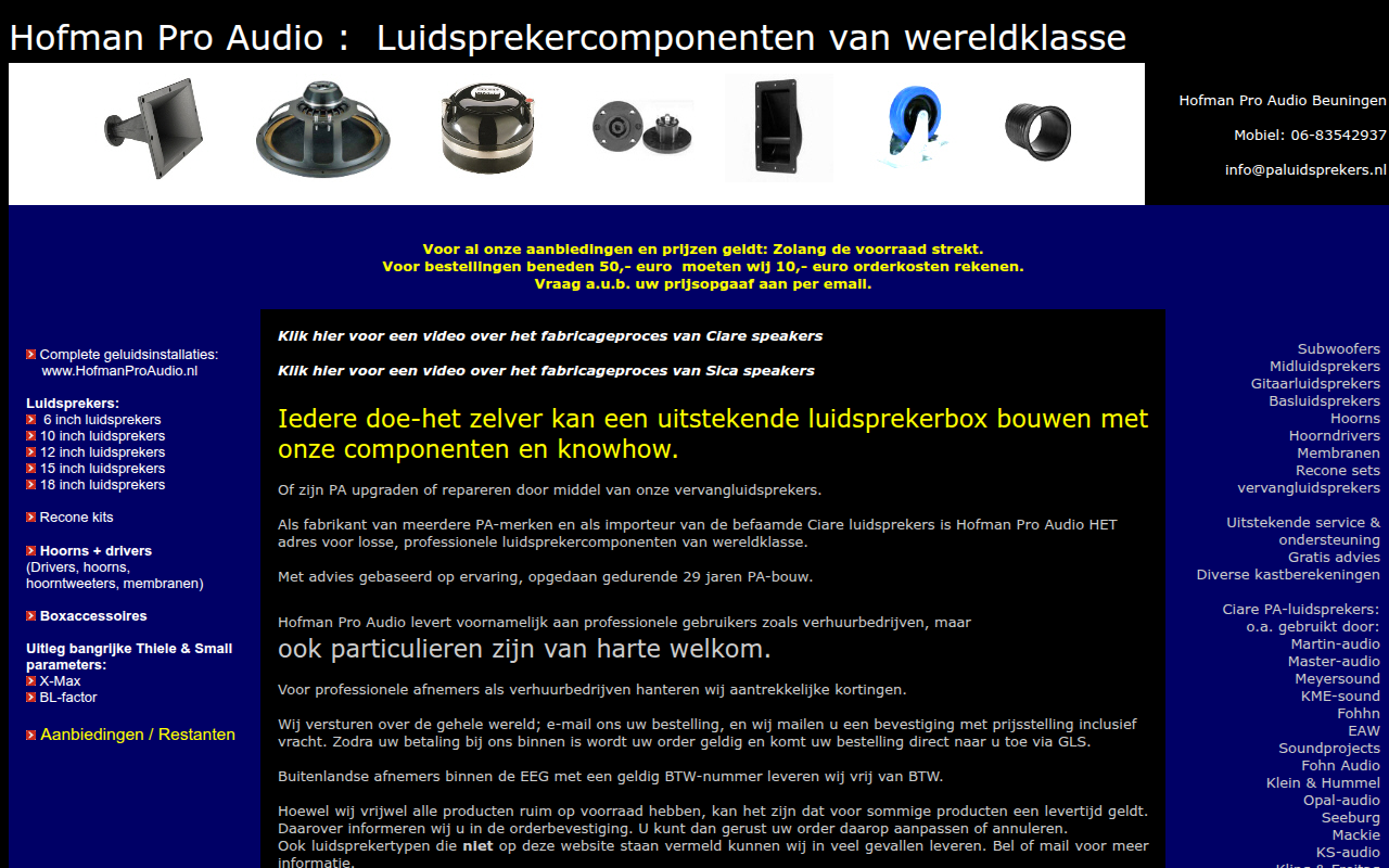 Screenshot van paluidsprekers.nl
