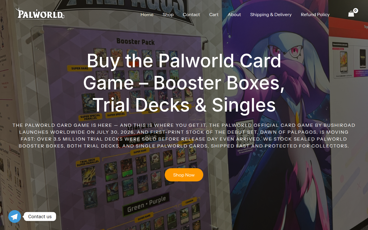 Screenshot van palworldcards.shop