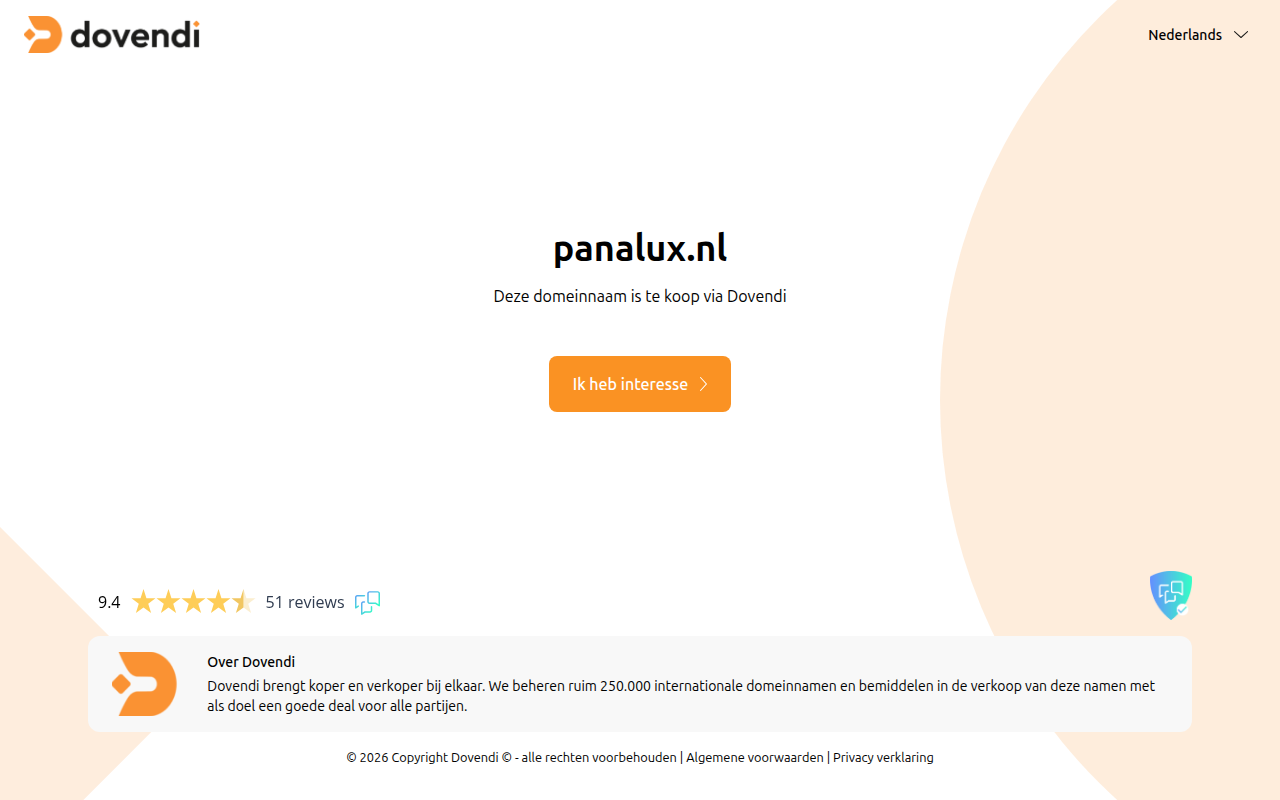 Screenshot van panalux.nl