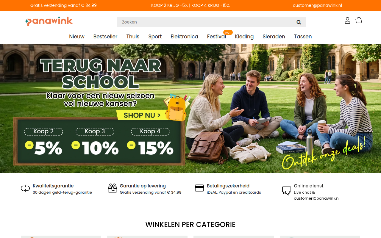 Screenshot van panawink.nl