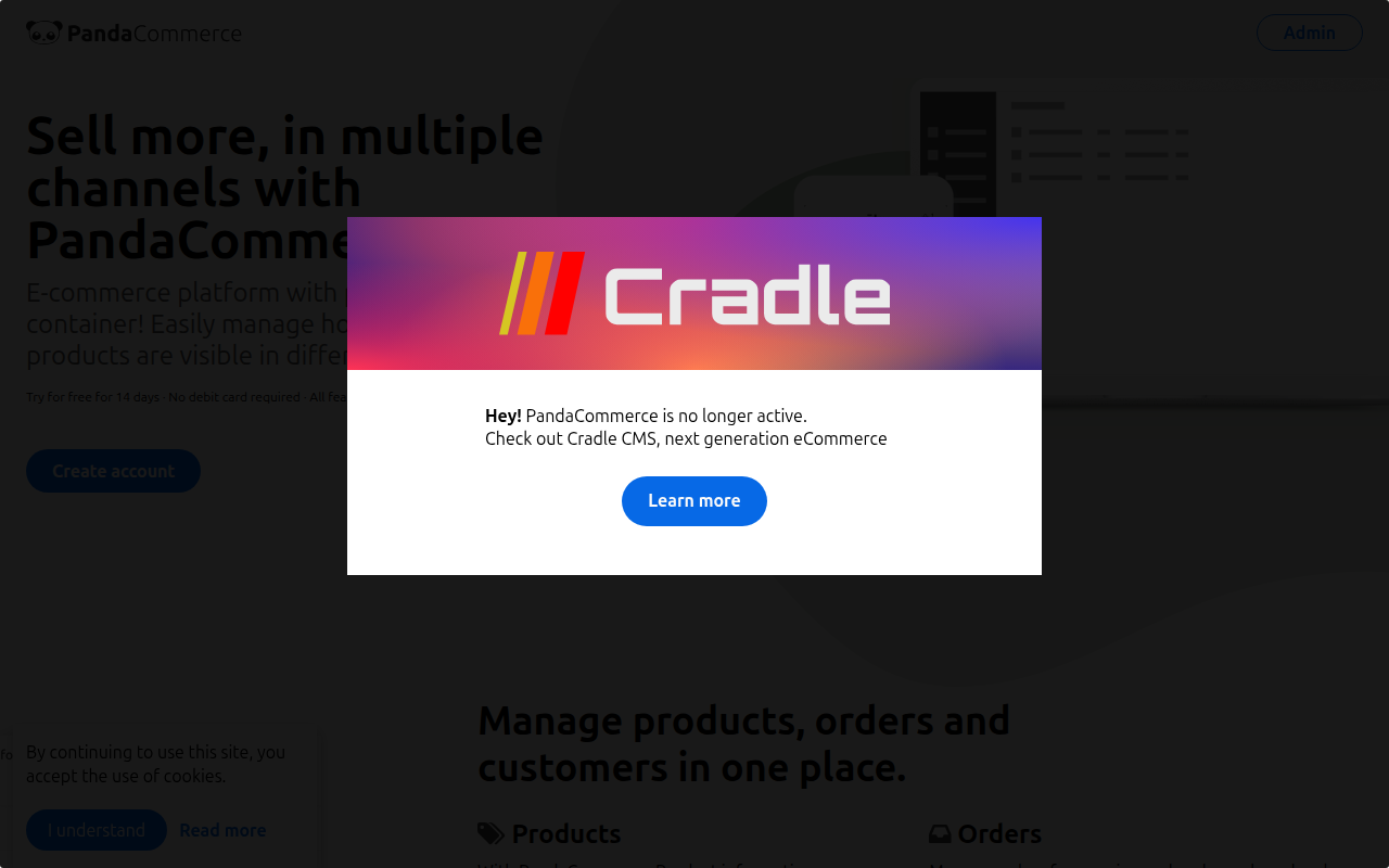Screenshot van pandacommerce.net