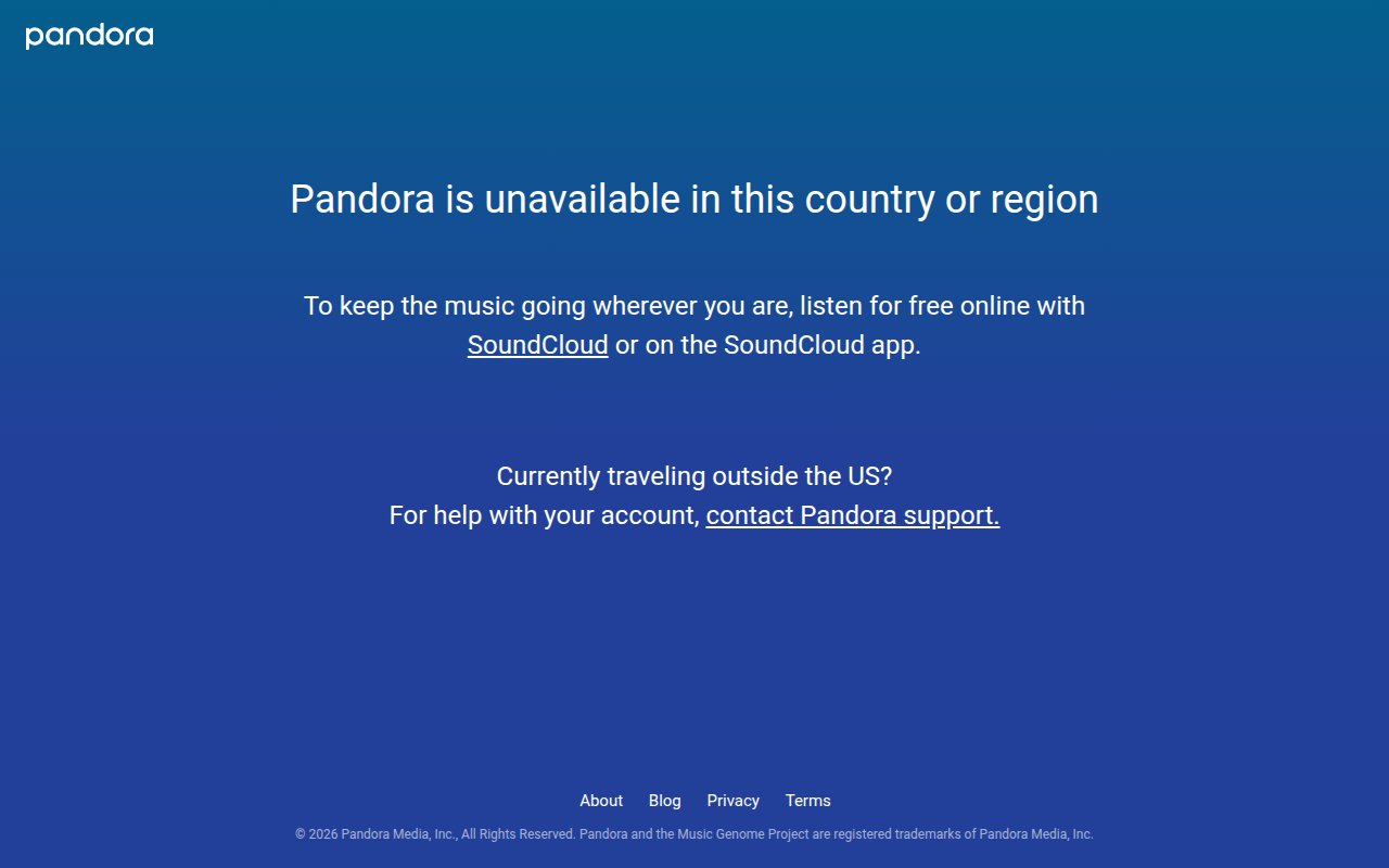 Screenshot van pandora.com