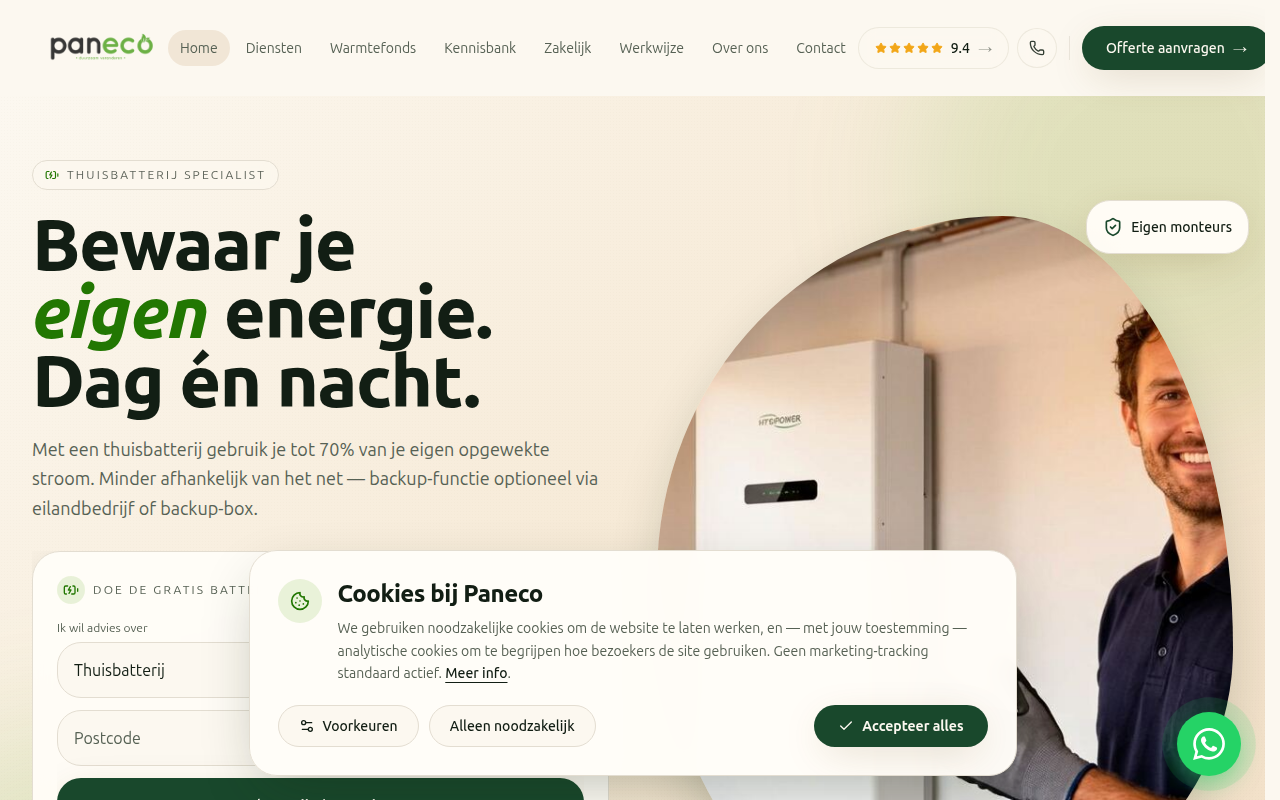 Screenshot van paneco.nl