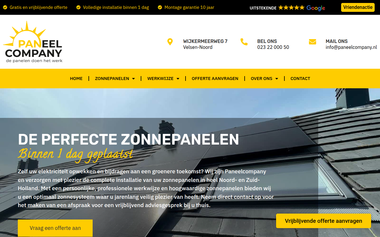 Screenshot van paneelcompany.nl