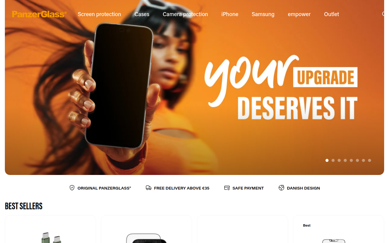 Screenshot van panzerglass.com