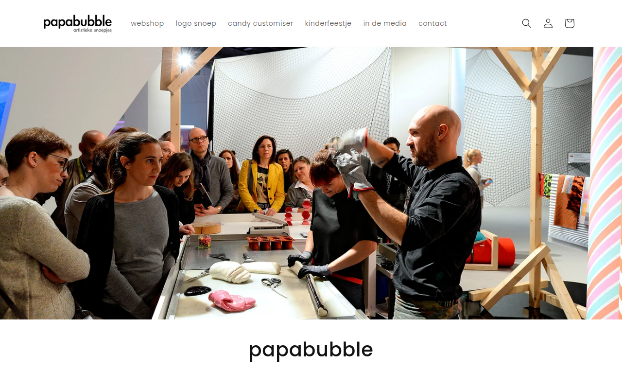 Screenshot van papabubble.nl