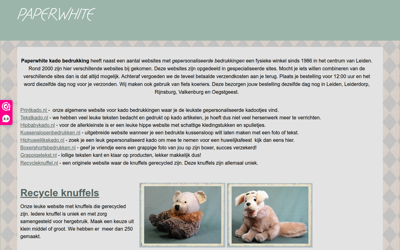 Screenshot van paperwhite.nl