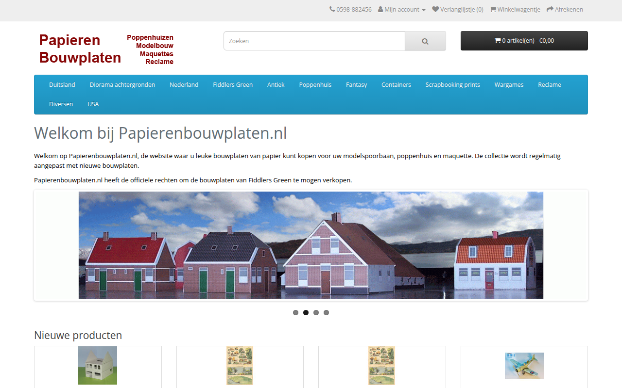 Screenshot van papierenbouwplaten.nl