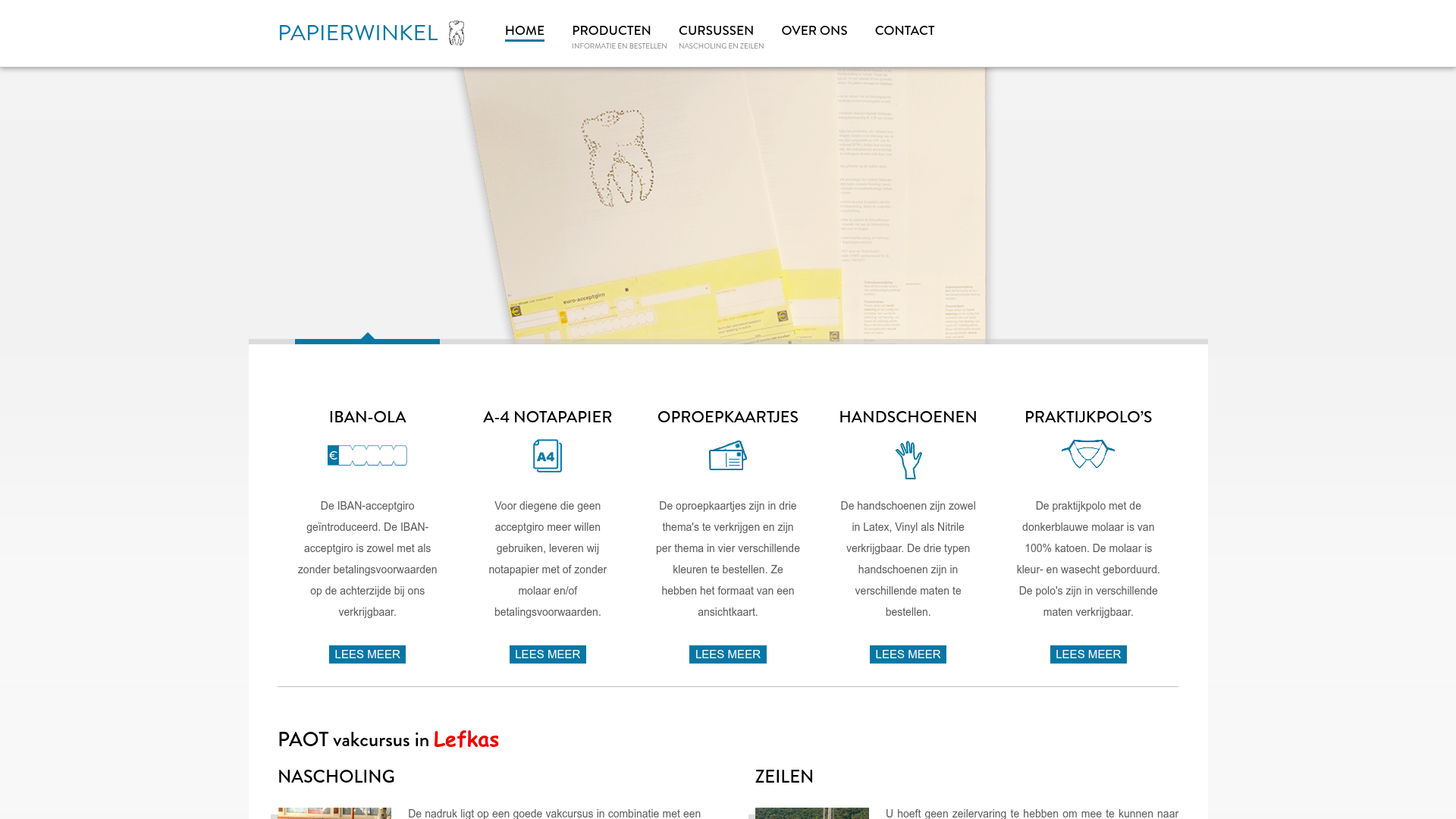 Screenshot van papierwinkel.nl