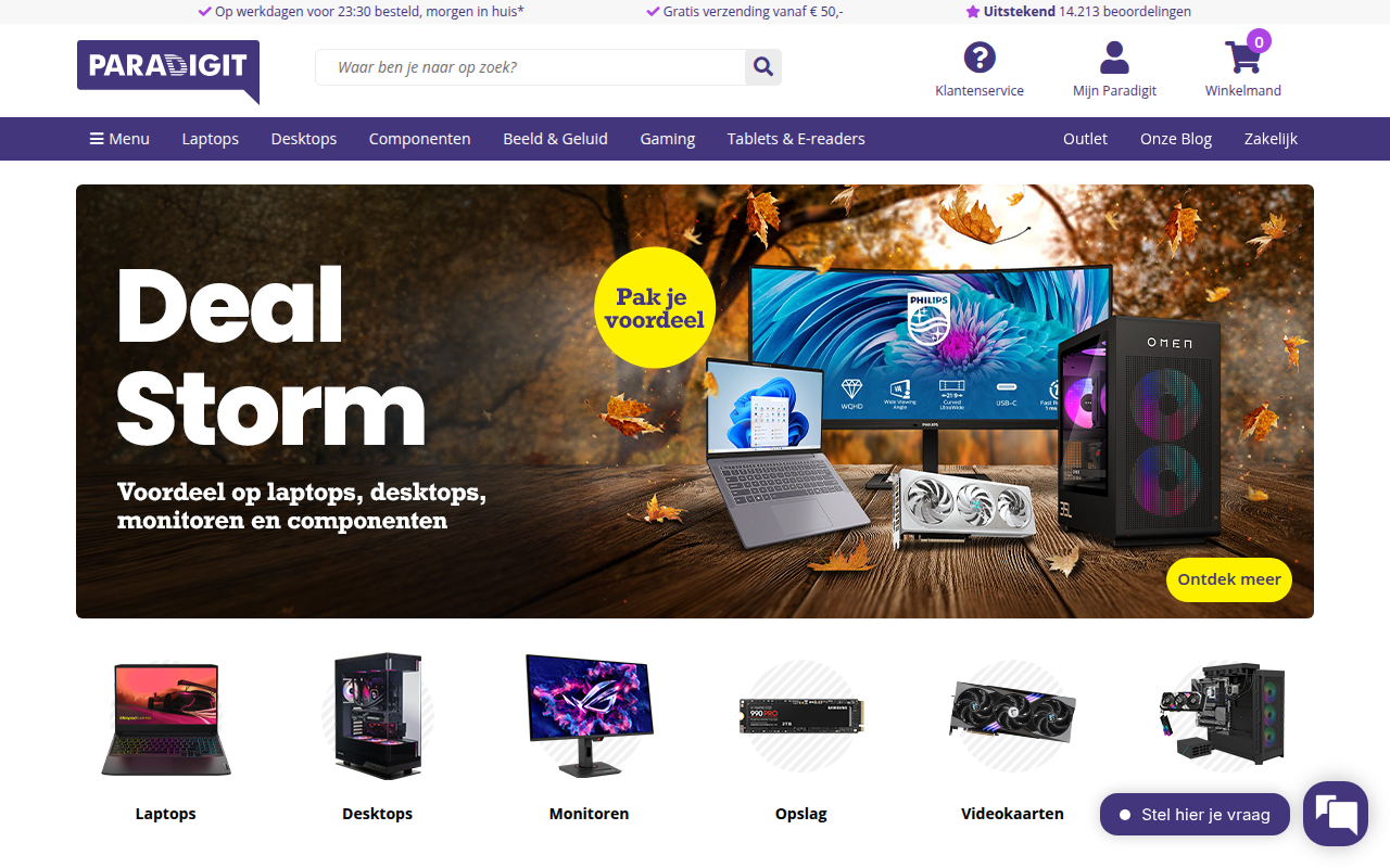 Screenshot van paradigit.nl