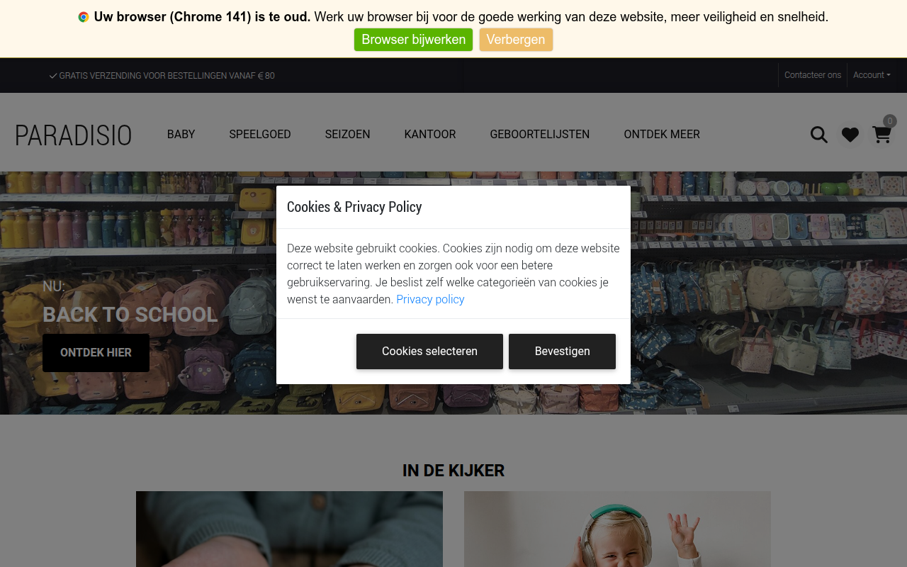 Screenshot van paradisio-online.be