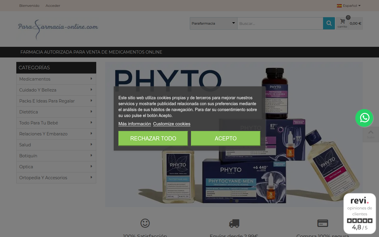 Screenshot van parafarmacia-online.com