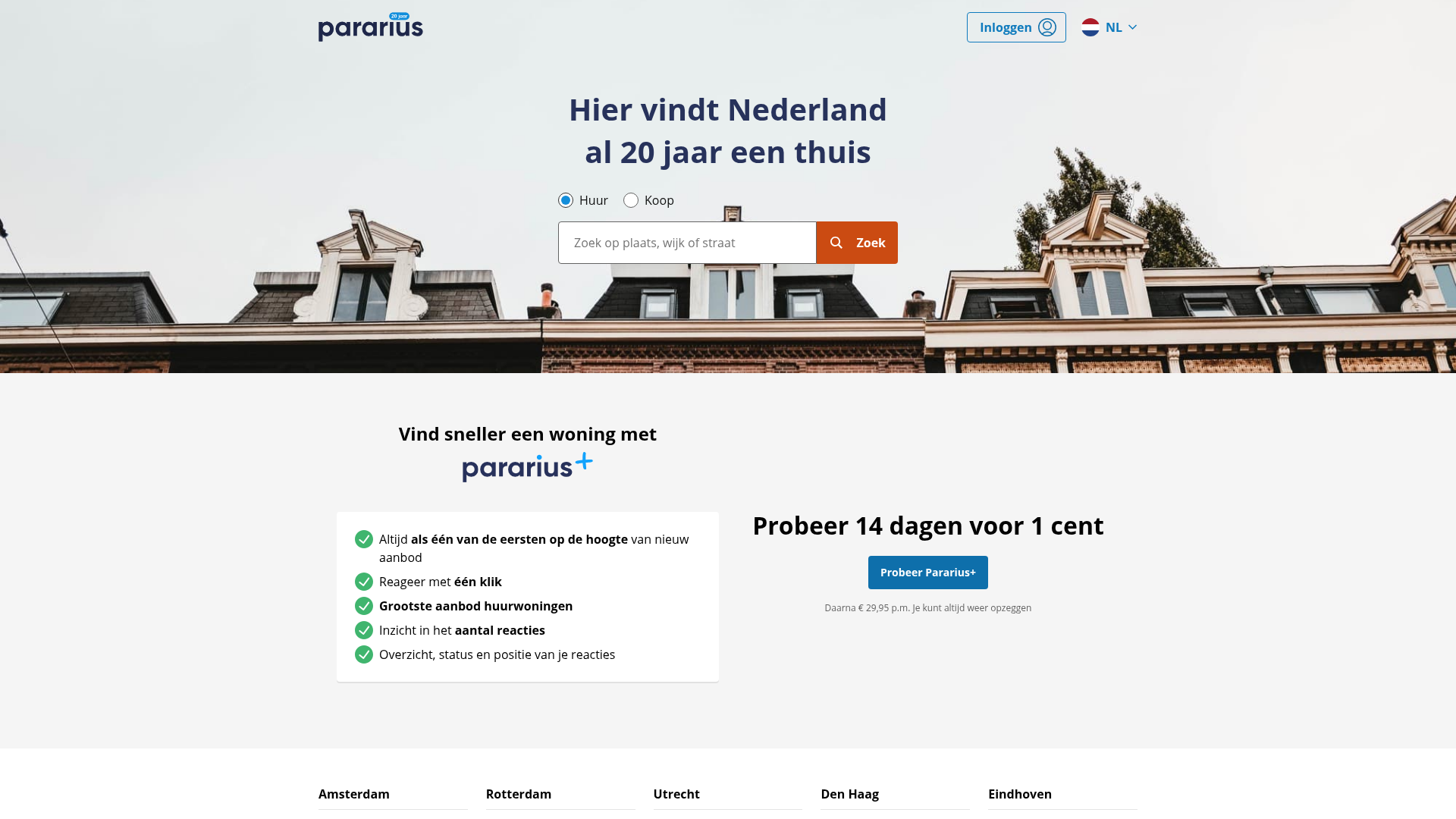 Screenshot van pararius.nl