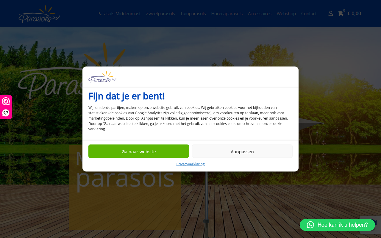 Screenshot van parasols-xl.nl