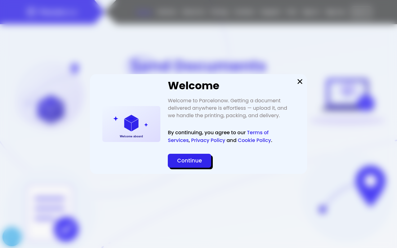 Screenshot van parcelonow.com