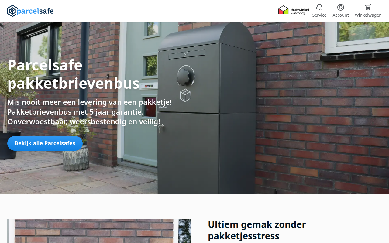Screenshot van parcelsafe.com