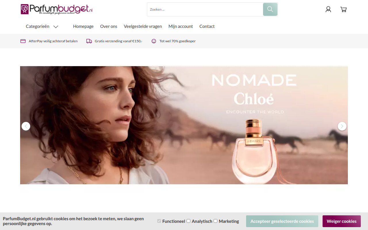 Screenshot van parfumbudget.nl