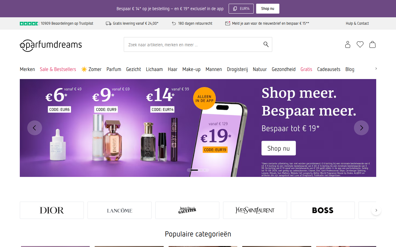 Screenshot van parfumdreams.nl