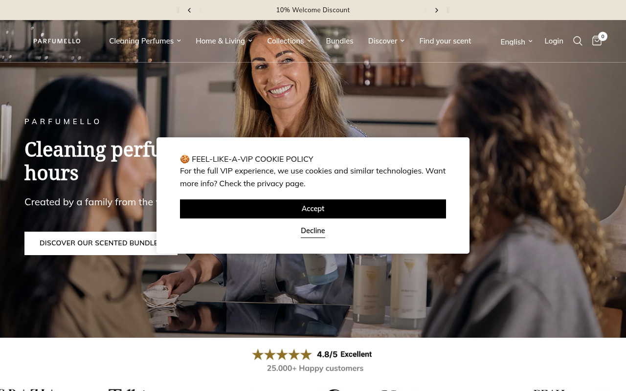 Screenshot van parfumello.com