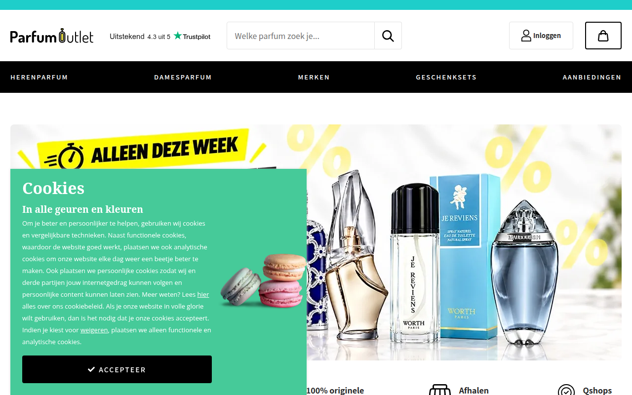 Screenshot van parfumoutlet.nl