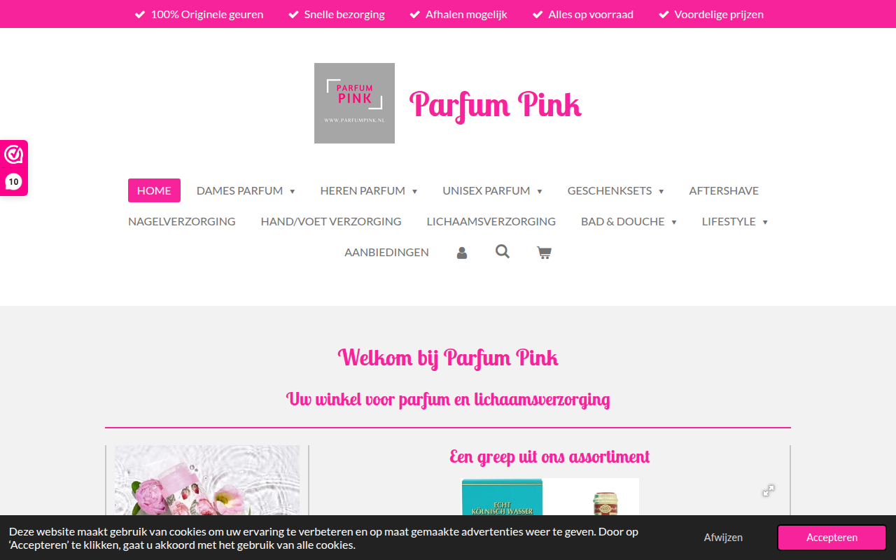 Screenshot van parfumpink.nl