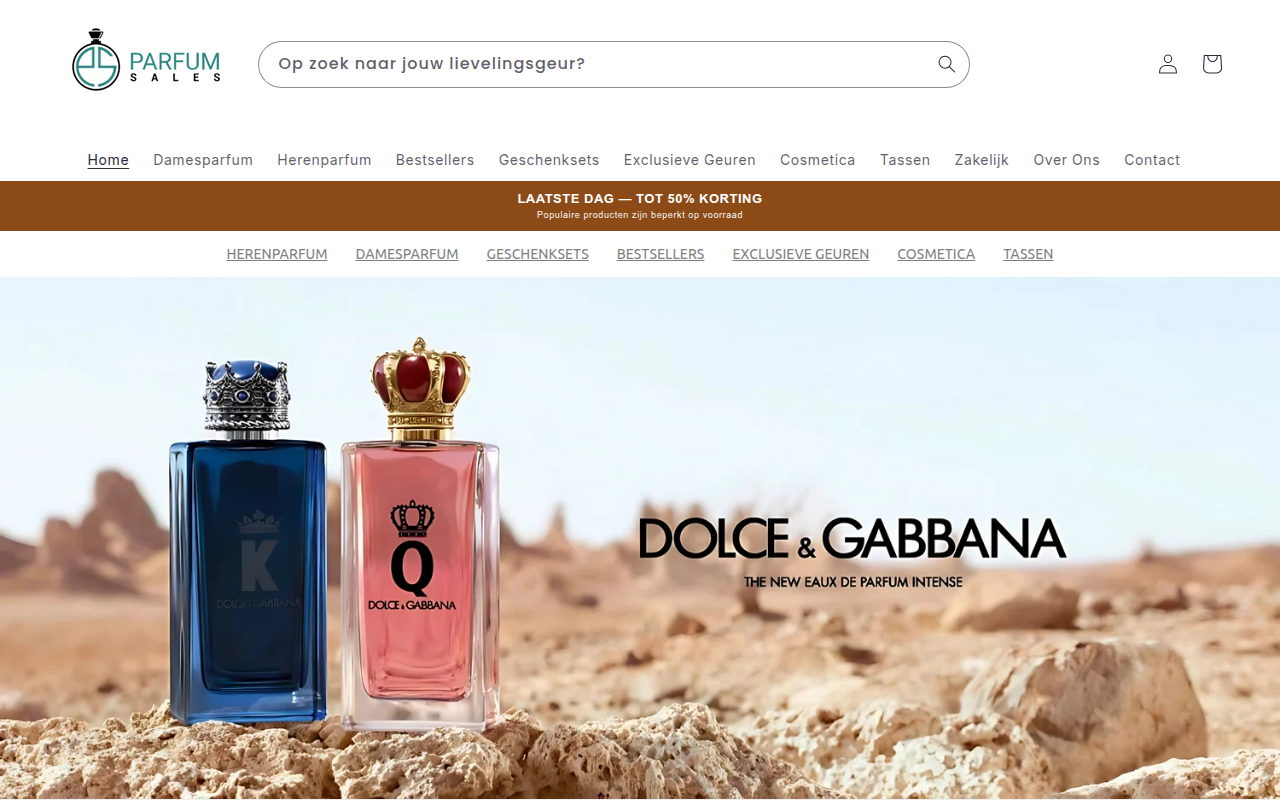 Screenshot van parfumsales.nl