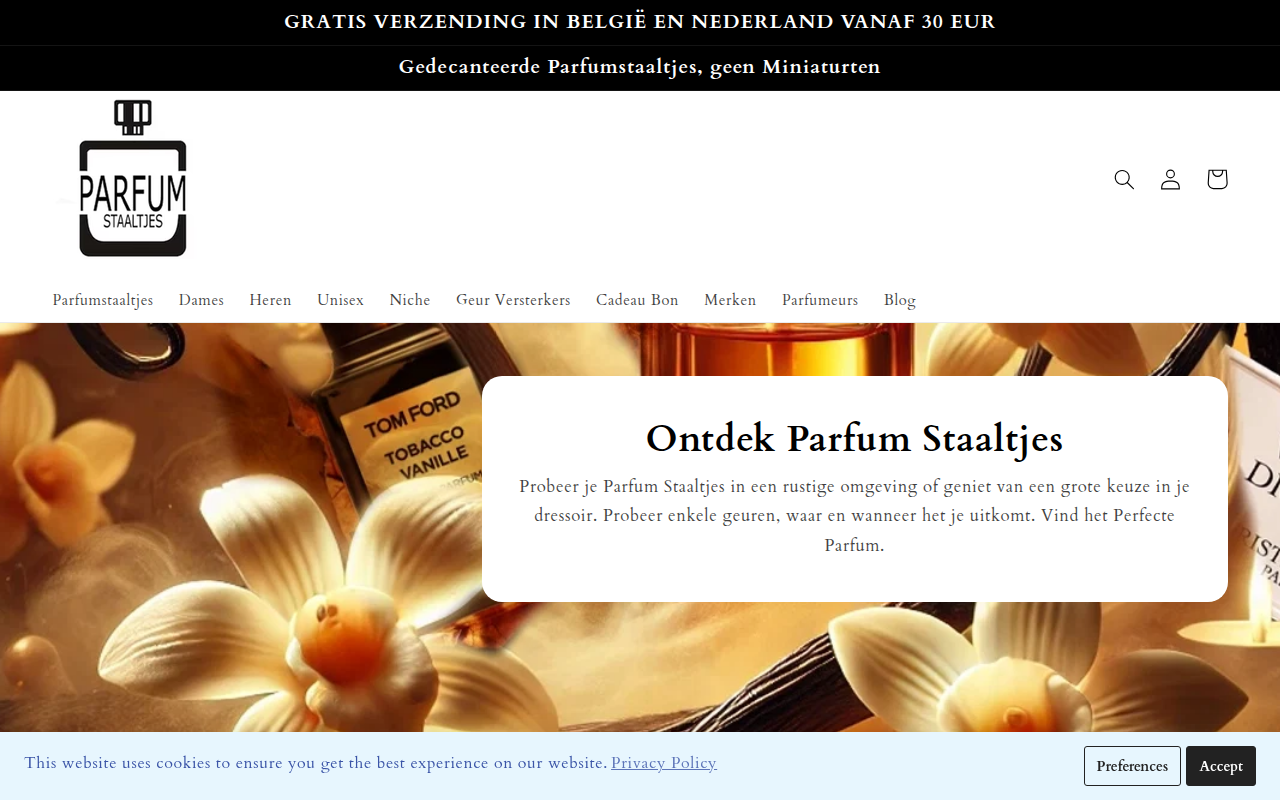 Screenshot van parfumstaaltjes.be