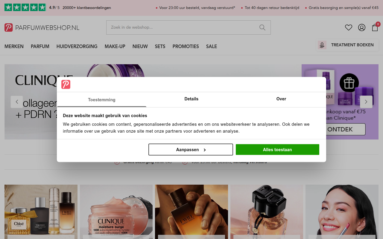 Screenshot van parfumwebshop.nl