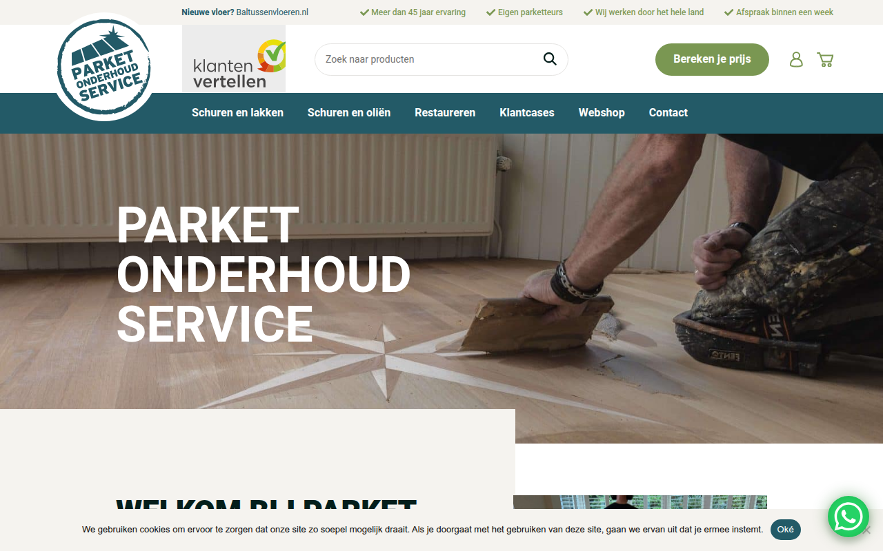 Screenshot van parketonderhoudservice.nl