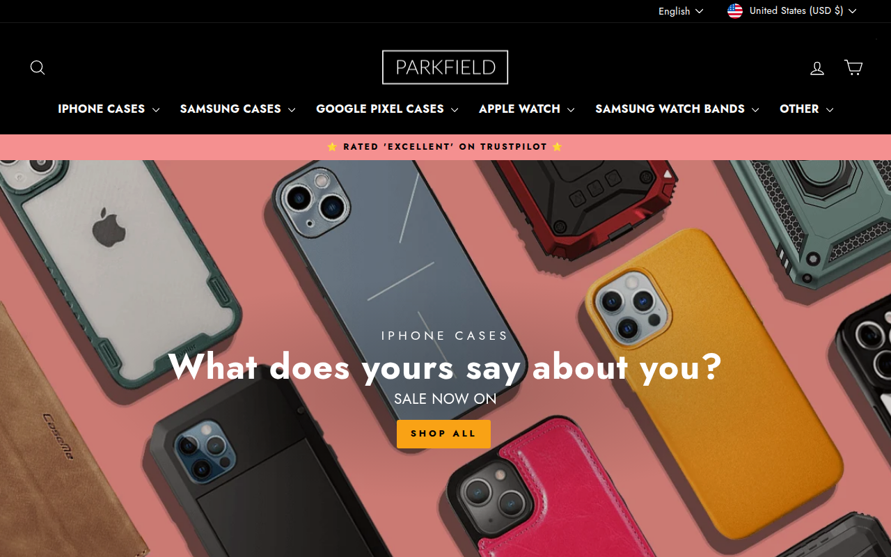 Screenshot van parkfieldsupplies.com