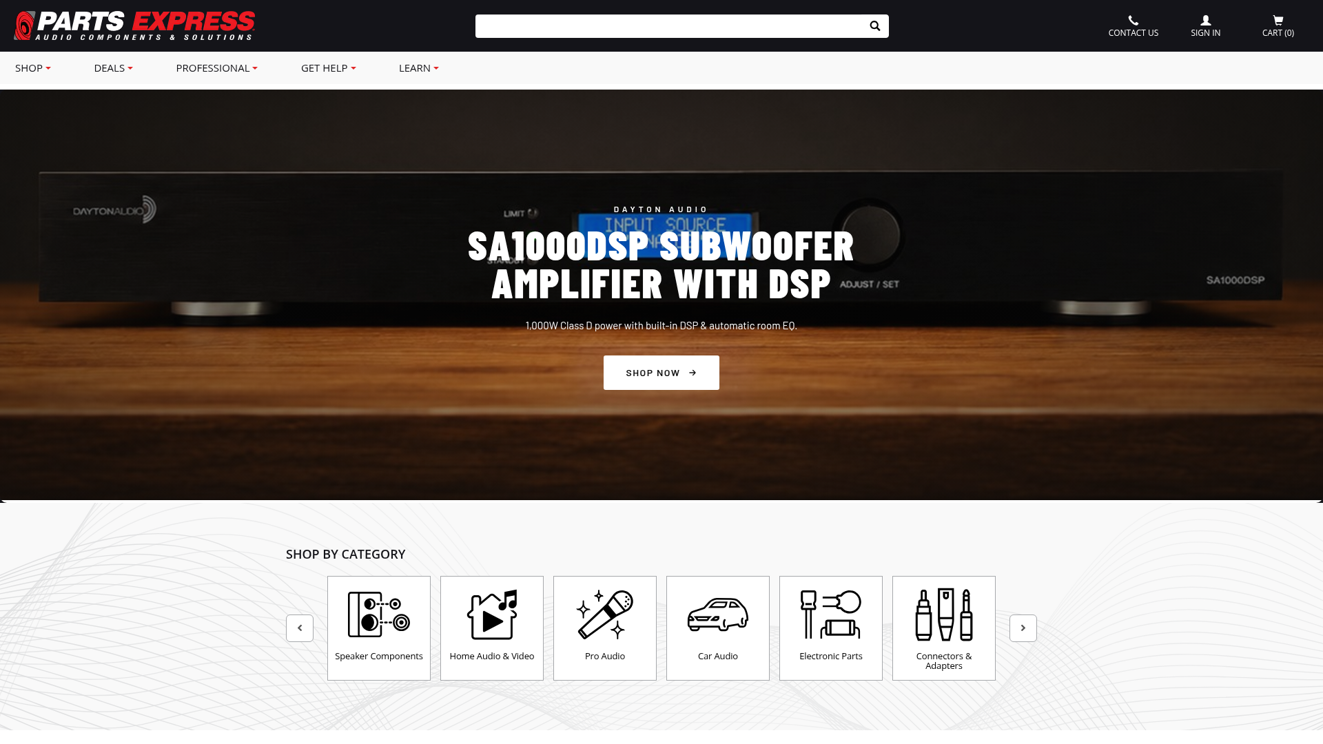 Screenshot van parts-express.com