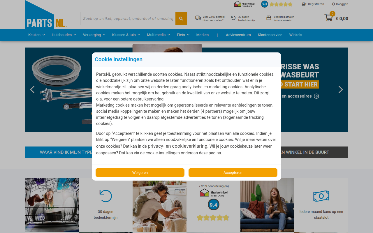 Screenshot van partsnl.nl
