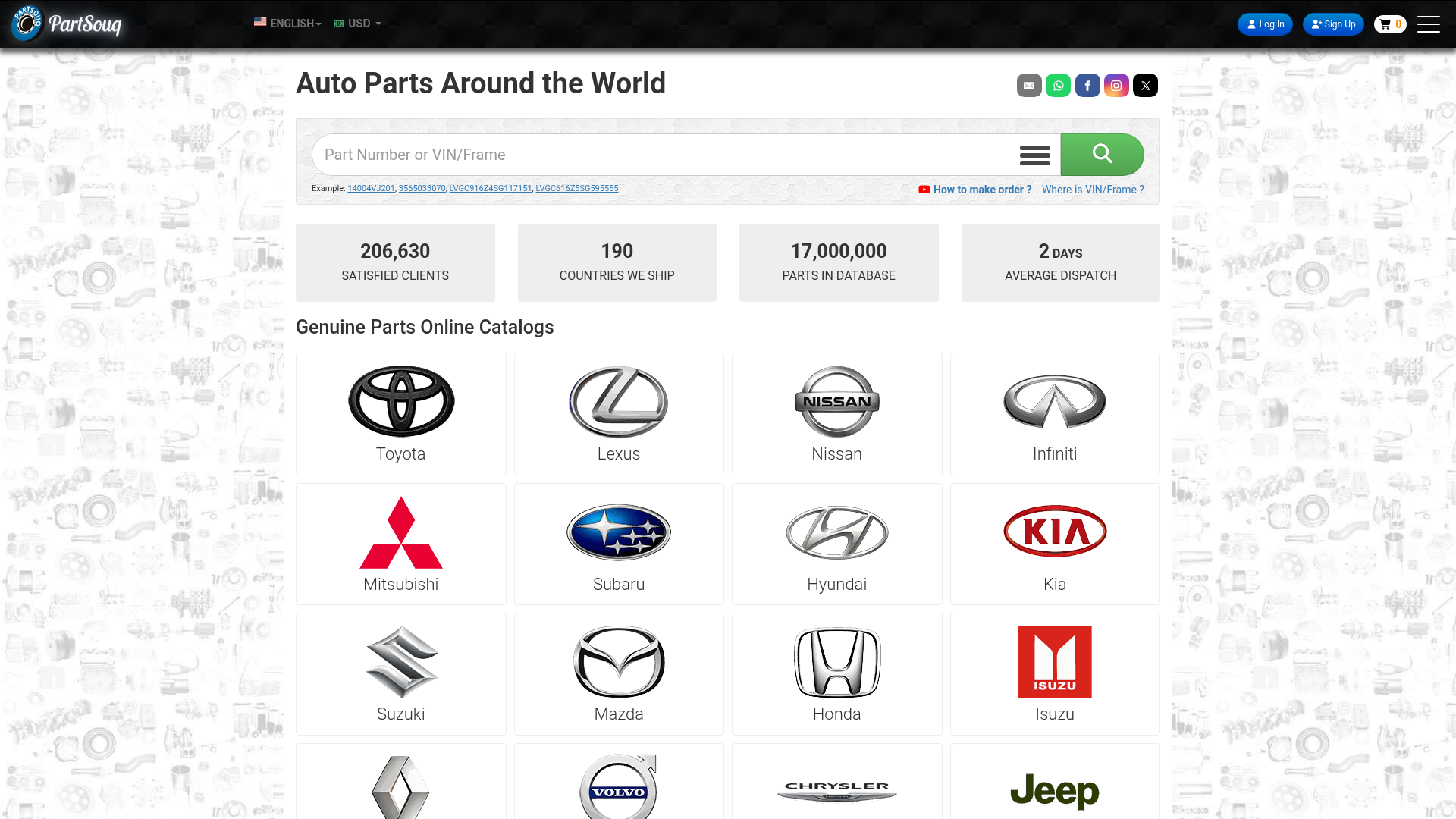 Screenshot van partsouq.com