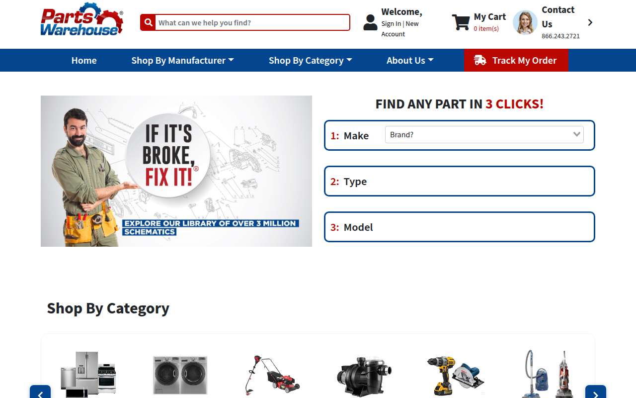 Screenshot van partswarehouse.com