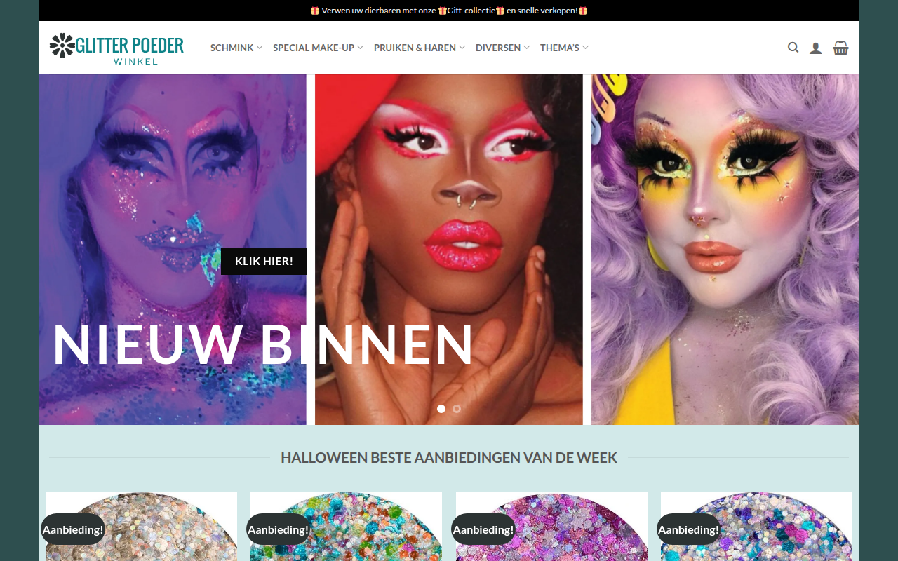 Screenshot van partyglitternl.com
