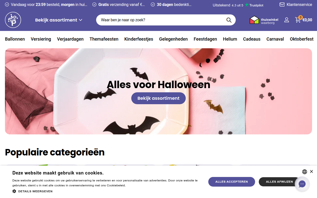 Screenshot van partywinkel.nl