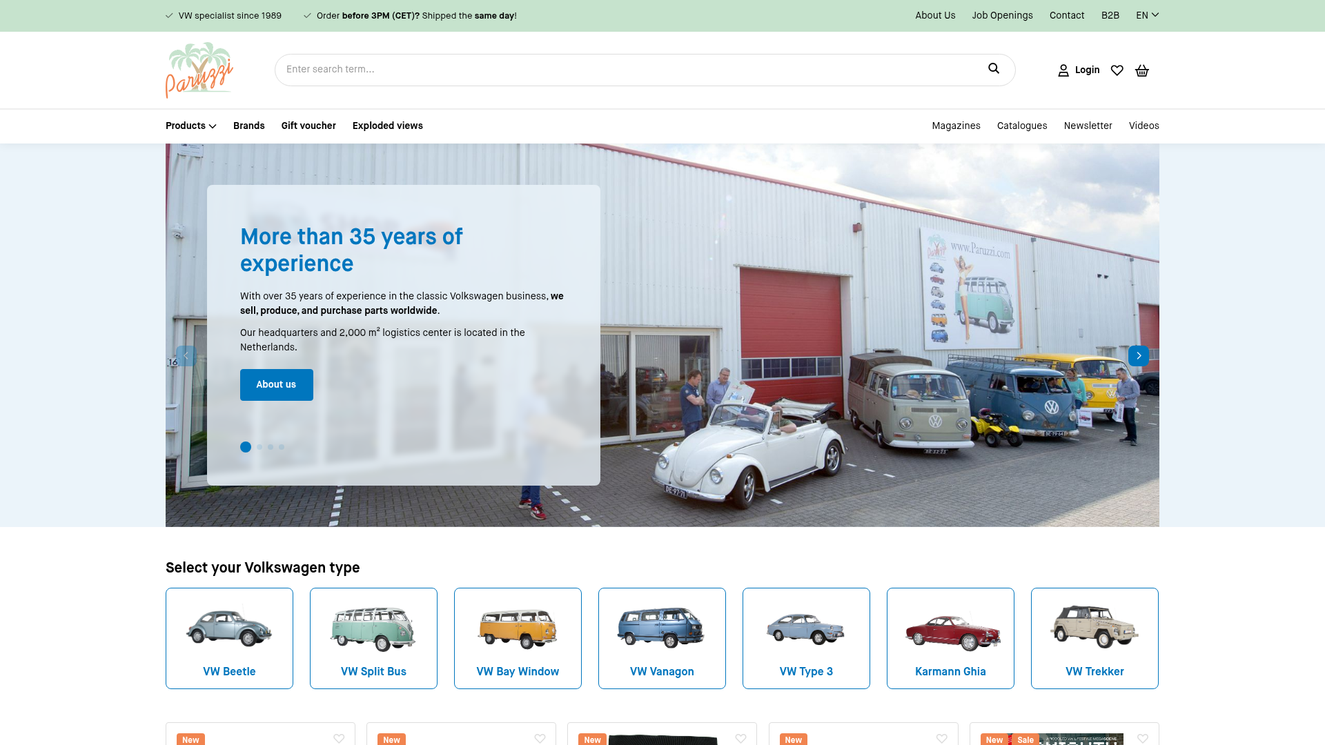 Screenshot van paruzzi.com