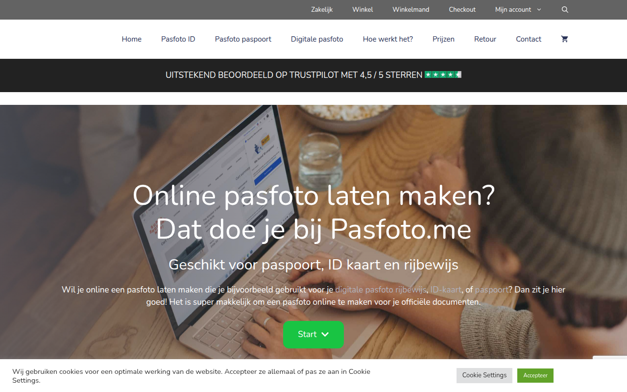 Screenshot van pasfoto.me