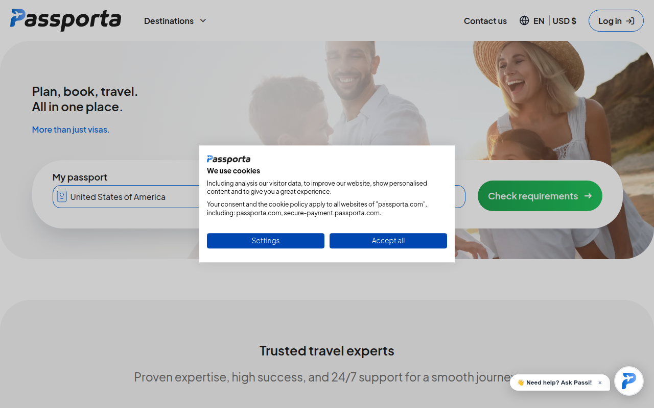 Screenshot van Passporta – Online Visa Assistance &amp; Trusted Experts