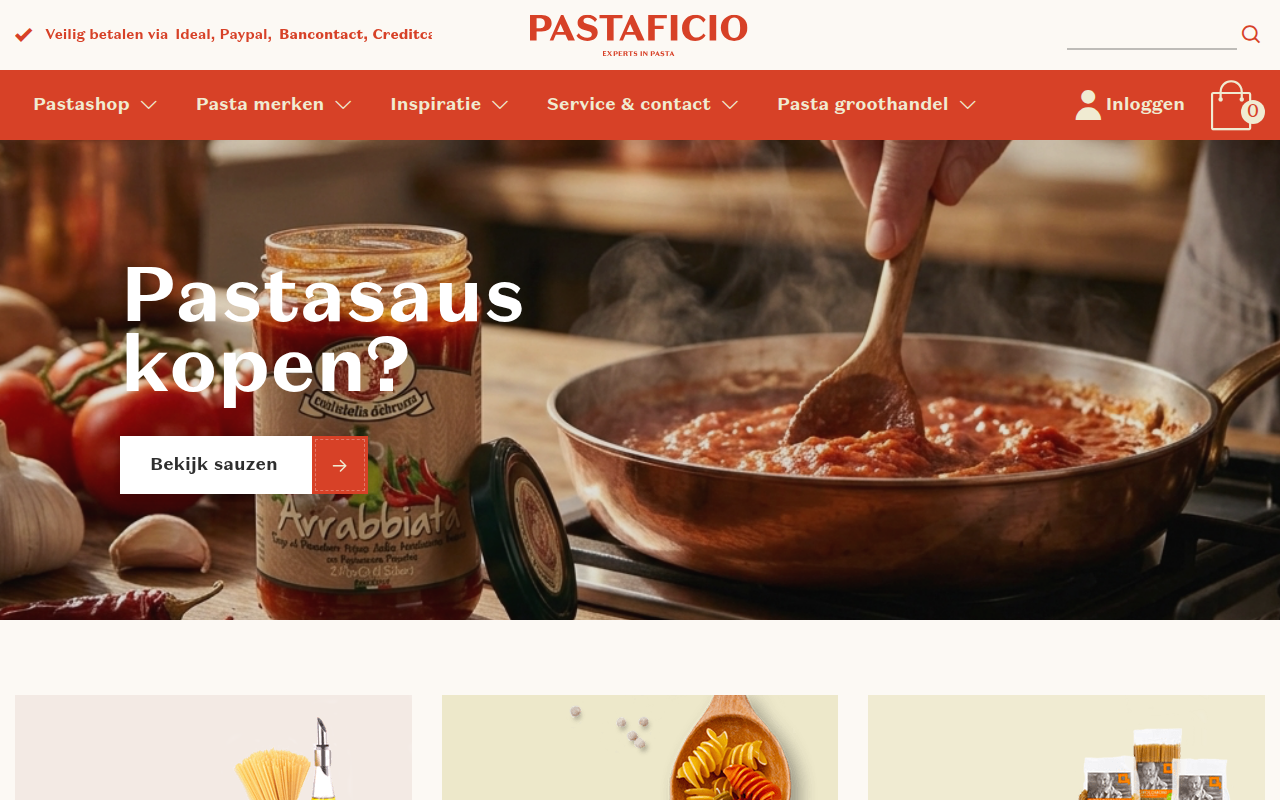 Screenshot van pastaficio.nl