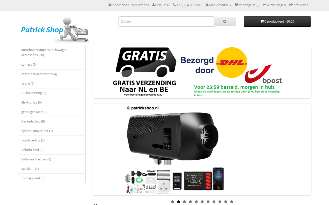 Screenshot van patrickshop.nl