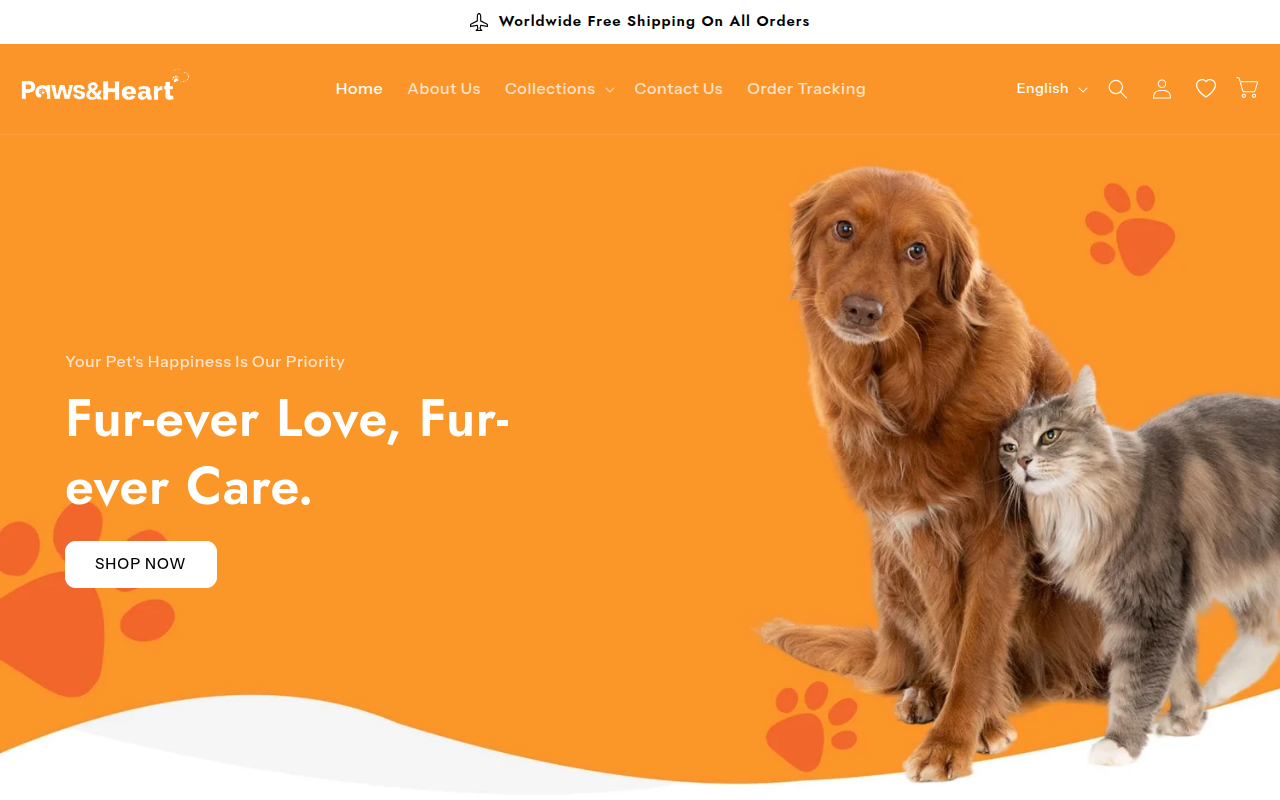 Screenshot van pawsnheart.com